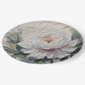 White Peony Impasto Art Papieren Bordje (Gekanteld)