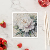 White Peony Impasto Art Servet (Insitu)