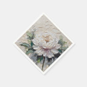 White Peony Impasto Art Servet (Hoek)