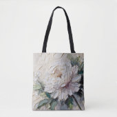 White Peony Impasto Art Tote Bag (Voorkant)