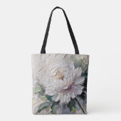 White Peony Impasto Art Tote Bag (Achterkant)