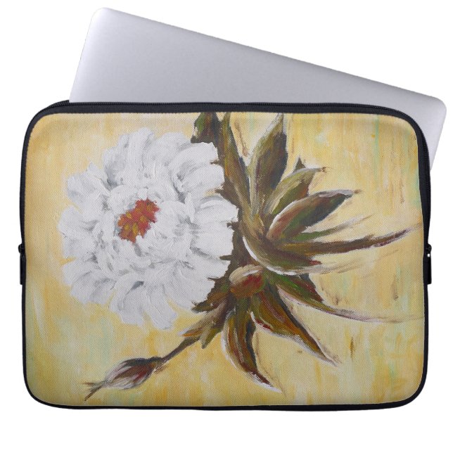 White Peony Laptop Sleeve (Voorkant)