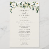 White Peony | Menu Waterverf Floral Lijst Wedding (Voorkant)