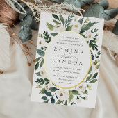 White Peony | Ovaal Lijst Floral Wedding Folie Uitnodiging