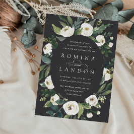 White Peony | Ovaal Lijst Floral Wedding Kaart