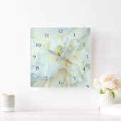 *~* White Peony Photo with Blue Tinge Square Vierkante Klok (Huis)