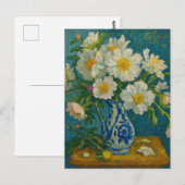 White Peony Postcard Briefkaart (Voorkant / Achterkant)
