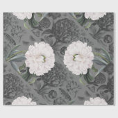 White Peony Romantic Gray Cadeaupapier (Vlak)