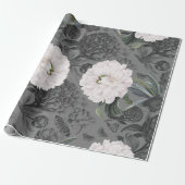 White Peony Romantic Gray Cadeaupapier (Uitgerold)
