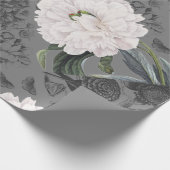 White Peony Romantic Gray Cadeaupapier (Hoek)