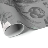 White Peony Romantic Gray Cadeaupapier (Rol Hoek)