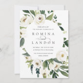 White Peony | Ronde Floral Lijst Wedding Kaart (Voorkant)