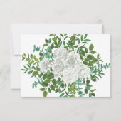 White Peony & Roos Floral Invitation Reply Kaart (Achterkant)