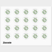 White Peony & Roos Floral Wedding Ronde Sticker (Vel)