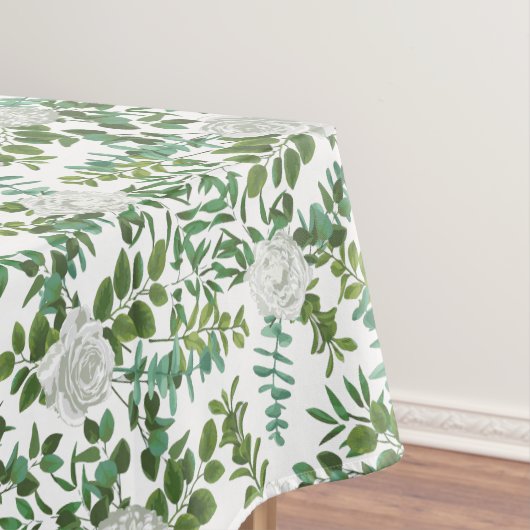 White Peony Roos Floral Wedding Tafelkleed (Voorbeeld)