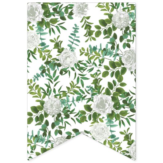 White Peony & Roos Floral Wedding Vlaggetjes (Tweede vlag)