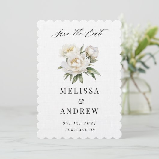White Peony Save the Date (Staand voorkant)