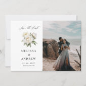 White Peony Save the Date Kaart (Voorkant)