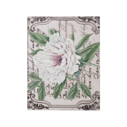 White Peony Script Notitieblok (Linkerzijde)