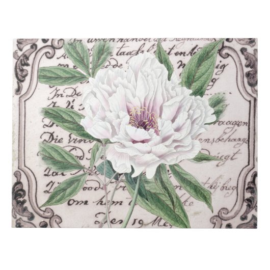 White Peony Script Notitieblok (Voorkant)