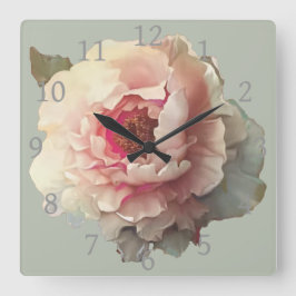White Peony  Shabby Chic Vierkante Klok