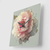White Peony Shabby Chic Vierkante Klok (Hoek)