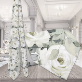 White Peony Silver Eucalyptus Wedding Sage Green Stropdas