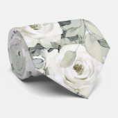 White Peony Silver Eucalyptus Wedding Sage Green Stropdas (Opgerold)