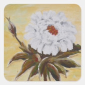 White Peony Vierkante Sticker (Voorkant)