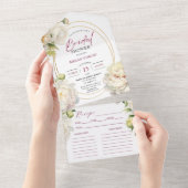 White Peony Vrijgezellenfeest Recept All In One Uitnodiging (Afscheurbaar)