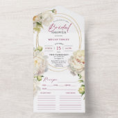 White Peony Vrijgezellenfeest Recept All In One Uitnodiging (Binnen)