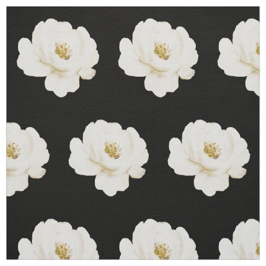 White Peony Waterverf Black Stof (Swatch)