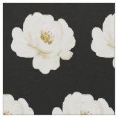 White Peony Waterverf Black Stof (Close Up)