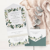 White Peony | Waterverf Floral Lijst Wedding All In One Uitnodiging