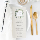 White Peony | Waterverf Floral Lijst Wedding Menu
