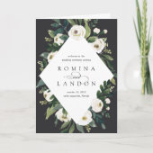 White Peony | Waterverf Floral Lijst Wedding Programma (Voorkant)