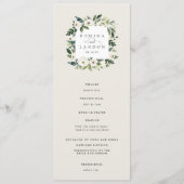 White Peony | Waterverf Floral Lijst Wedding Programmakaart (Voorkant)