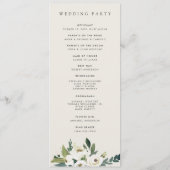 White Peony | Waterverf Floral Lijst Wedding Programmakaart (Achterkant)
