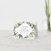 White Peony | Waterverf Floral Wedding Bedankkaart (Voorkant)
