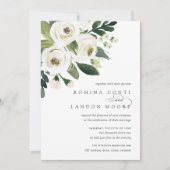 White Peony | Waterverf Floral Wedding Kaart (Voorkant)