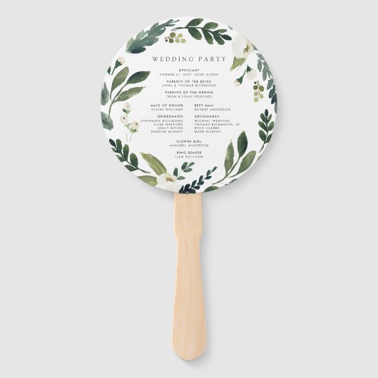 White Peony | Waterverf programma Floral Wedding Handwaaier (Achterkant)