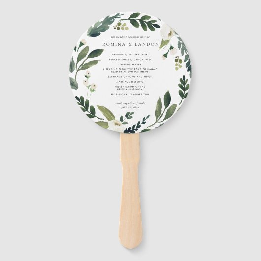 White Peony | Waterverf programma Floral Wedding Handwaaier (Voorkant)