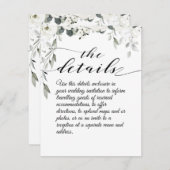 White Peony Wedding Details Enclosure Kaart (Voorkant / Achterkant)