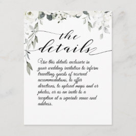 White Peony Wedding Details Enclosure Kaart