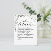 White Peony Wedding Details Enclosure Kaart (Staand voorkant)