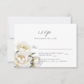 White Peony Wedding RSVP Kaart (Voorkant)