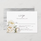 White Peony Wedding RSVP Kaart (Voorkant / Achterkant)