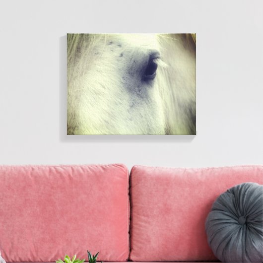 White Percheron Horse Eye Canvas Afdruk (Insitu (Woonkamer))