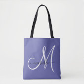 White Periwinkle Blue Girly Monogram Tote Bag (Voorkant)