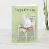 White Persian Birthday Cat Kaart (Voorkant)
